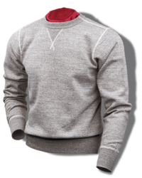 Buzz Rickson Sweatshirt, Loop-Wheeled, Set-In-Sleeve, Heather Grey