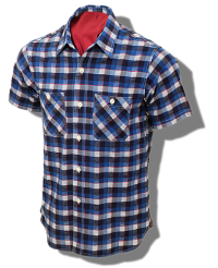 Sugar Cane Indigo-Dyed Slub-Check Short-Sleeve Shirt – Closeout!