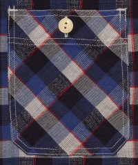Sugar Cane Indigo-Dyed Slub-Check Short-Sleeve Shirt SC37322
