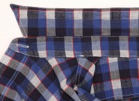 Sugar Cane Indigo-Dyed Slub-Check Short-Sleeve Shirt SC37322