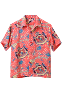 Sun Surf Vintage-Style Hawaiian Shirt, Coats of Arms Tapas, Red – Closeout!