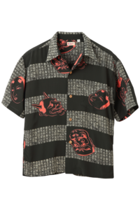 Sun Surf Vintage-Style Hawaiian Shirt, Noh-Men, Black