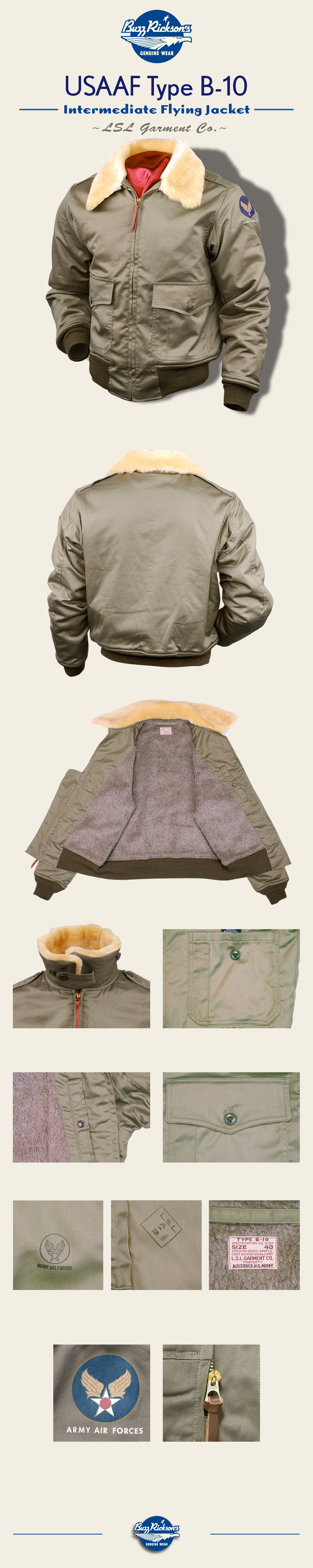 Buzz Rickson USAAF B-10 Flying Jacket, LSL Garment Co. | History