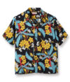Sun Surf Vintage-Style Hawaiian Shirt Sweet Plumeria, Black