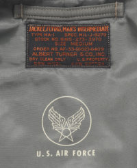 Buzz Rickson USAF 1st-Model MA-1 Flying Jacket, Albert Turner Co. BR14900